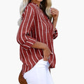 Women’s Classic Striped Button-Down Blouse – Long Sleeve Collared Woven Shirt