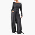 Women's Clothing Set with Relaxed Fit and Plain Surface