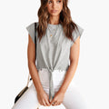 Women’s Crew Neck Front Knot Short Sleeve T-Shirt