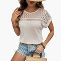 Women’s Crew Neck Hollow Detail Short Sleeve T-Shirt