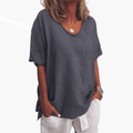 Women’s Crew Neck Short Sleeve T-Shirt – Plain Pull-On Top