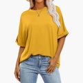 Women’s Crew Neck Tunic T-Shirt with Rolled Cuff Sleeves