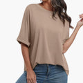Women’s Crew Neck Tunic T-Shirt with Rolled Sleeves