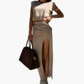 Women’s Crop Top and High-Waist Maxi Skirt Set with Side Slit
