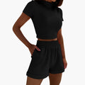 Women's Crop Top and Shorts Two-Piece Set