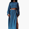 Women’s Cropped Top and Slit Maxi Skirt Set – Two-Piece Outfit