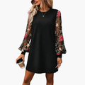 Women’s Dress with Embroidered Sleeves and Relaxed Fit