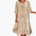 Women’s Dress with Printed Surface and Straight Fit