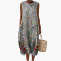 Women's Sleeveless Dress with Round Neckline and Loose Fit
