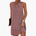 Women's Dress with Tie Front and Abstract Print