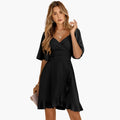 Women’s Dress with V-Neck and Ruffle Detail