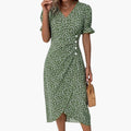 Women's Dress with V Neckline and Covered Waist