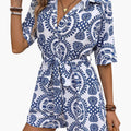 Women's Dress with Waist Tie Belt and Short Sleeves