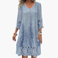 Women’s Embroidered Midi Dress with Short Sleeves and Defined Waist