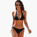 Women’s Floral Halter Bikini Set with Adjustable Tie Closures