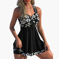 Women’s Floral Halter Neck Swim Dress with A-Line Skirt