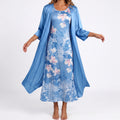 Women’s Floral Maxi Dress with Open-Front Cardigan Set