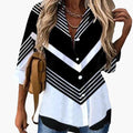 Women’s Floral Print Round Neck Blouse – Long Sleeve Woven Top