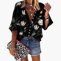 Women’s Floral Print Round Neck Blouse – Woven Top