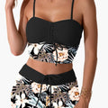 Women’s Floral Ruffle Bikini Set with Drawstring Swim Shorts