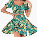 Women’s Floral Smocked Top and Midi Skirt Set – Two-Piece Summer Outfit