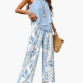 Women’s Floral Two-Piece Summer Set – Square Neck Sleeveless Top and Pants
