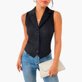 Women's Gilet with Button Closure and Sleeveless Design
