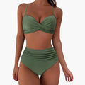 Women’s High-Waisted Bikini Set with Adjustable Straps