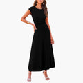 Women’s High Waist Midi Dress with Straight Skirt and Pull-On Design