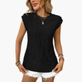 Women’s Jacquard Crew Neck Short Sleeve T-Shirt with 3D Texture