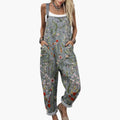 Women's Jumpsuit with Wide Legs and Printed Fabric Surface