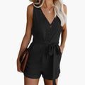 Women's Jumpsuit with V-Neckline and Straight Legs