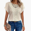 Women’s Lace Shoulder Crew Neck T-Shirt