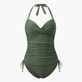 Women’s Leopard V-Neck Tankini Set with Belted High-Waist Bottom