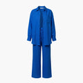 Women’s Linen Button-Down Shirt and Pants Set – Two-Piece Outfit