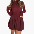 Women’s Long Sleeve Jumpsuit with Flared Skirt – One-Piece Design