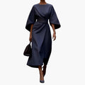 Women’s Loose Fit Midi Dress with Wide Sleeves and Flowing Silhouette
