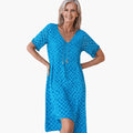 Women’s Loose Summer Midi Dress with V-Neckline and Flowing Skirt