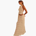 Women’s Maxi Dress with Adjustable Bodice and Ruffle Trim