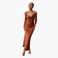 Women’s Maxi Dress with Adjustable Spaghetti Straps and Round Neck