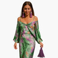 Women's Maxi Dress with Detachable Scarf and Long Sleeves