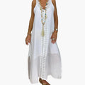Women’s Maxi Dress with Lace Trim and Side Slits