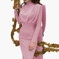 Women’s Maxi Dress with Round Neck and Long Sleeves