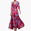 Women’s Maxi Dress with V Neck and Floral Pattern