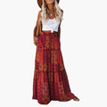 Women's Maxi Skirt with Elastic Waistband - Straight Hem