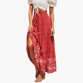 Women's Maxi Skirt with Elastic Waistband and Floral Print
