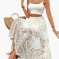 Women's Maxi Skirt with Lace Panels and High Waist