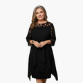 Women's Midi Dress with Adjustable Waist and Long Sleeves