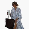Women’s Midi Dress with Printed Pattern and Short Sleeves