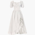 Women's Midi Dress with Puff Sleeves and Ruffled Hem